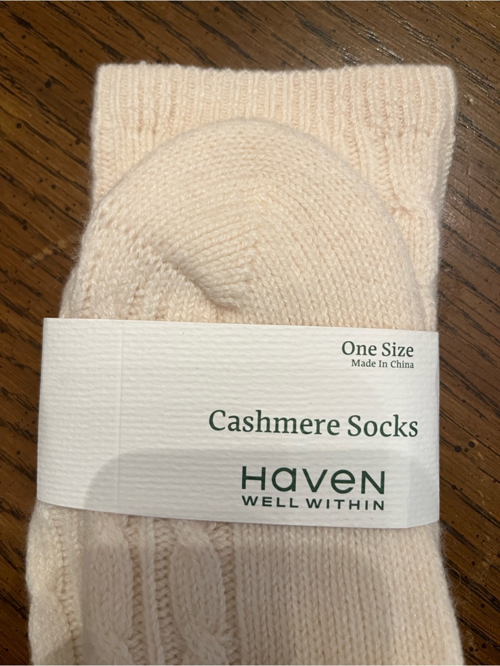 Haven Well Within Cashmere Socks - Cream and Light Blue (One Size) - Picture 3 of 10